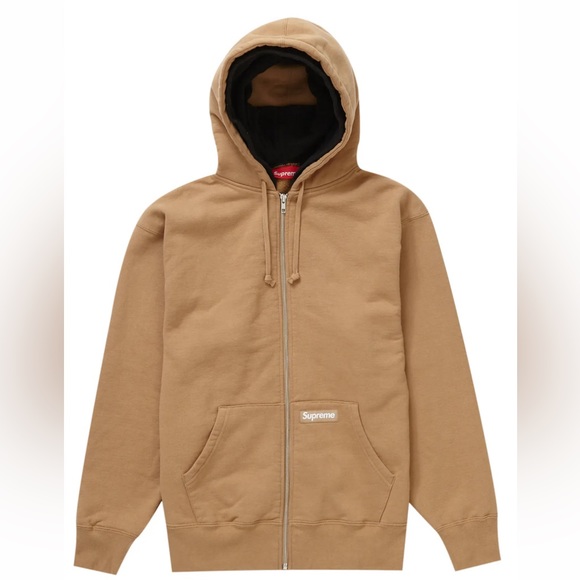 NWT SS2023 SUPREME DOUBLE HOOD FACEMASK ZIP-UP HOODIE LIGHT BROWN MEDIUM - Picture 16 of 16